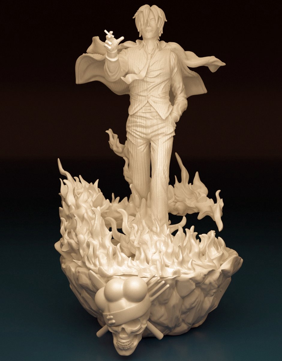 Sanji on Flames Figurine 3D model - Dreameks